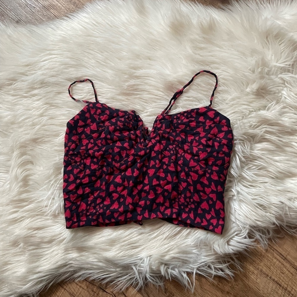 Urban Outfitters Black And Red Heart Crop Top
